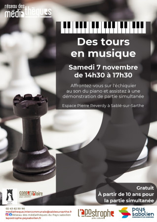 Animation échecs à la médiathèque de Sablé-sur-Sarthe le 07 Novembre 2026
