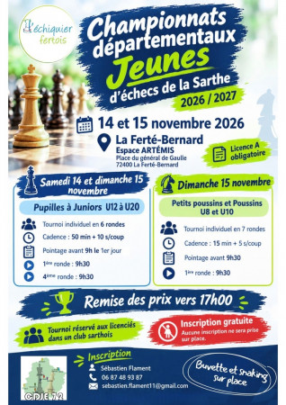 ♟️ Championnats départementaux Jeunes d’échecs de la Sarthe