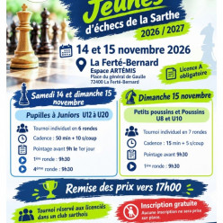 ♟️ Championnats départementaux Jeunes d’échecs de la Sarthe
